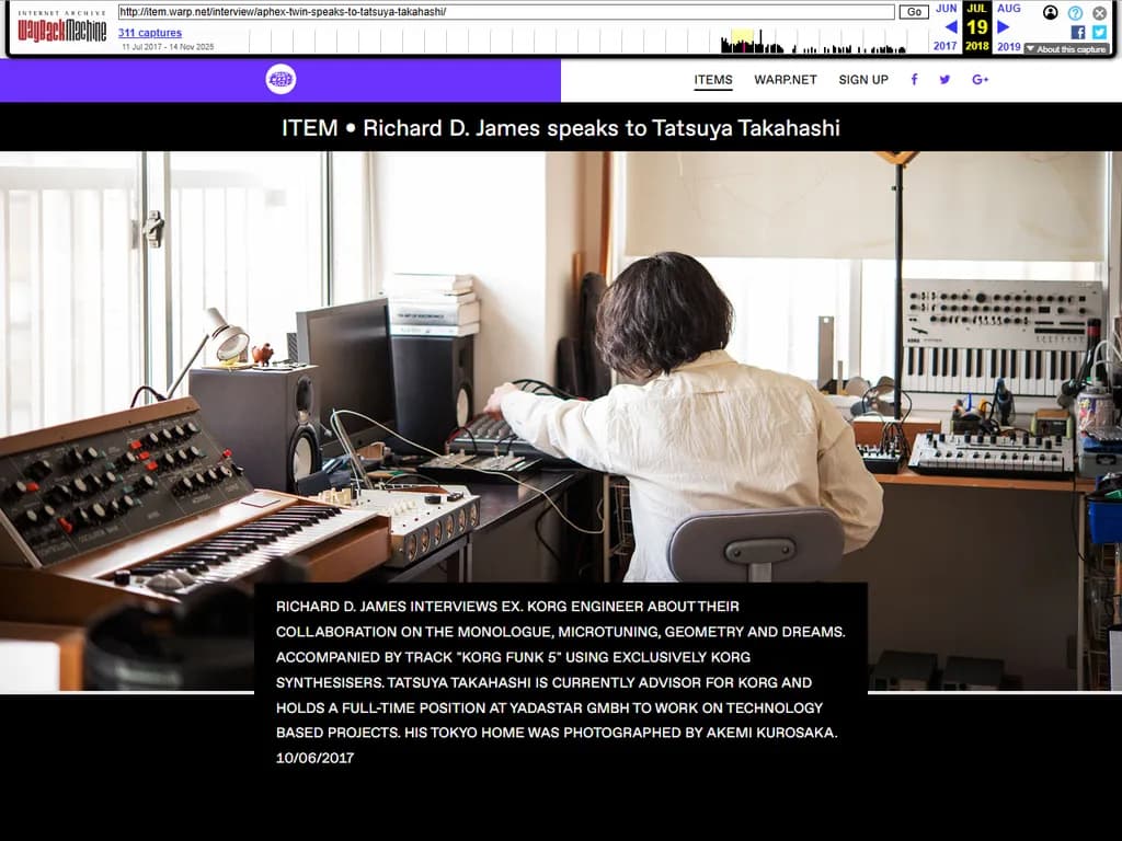 リチャード・D・ジェームズ（通称Aphex Twin）がタツヤ・タカハシと語る