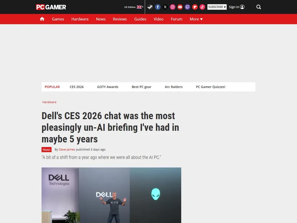 デール社は、消費者はAI搭載パソコンにあまり関心を持っていないことを認めています。