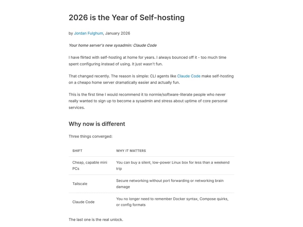 2026 年はセルフホスティング（自前で運用すること）の年です。