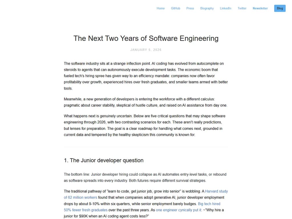 **ソフトウェアエンジニアリングの次なる二年間**