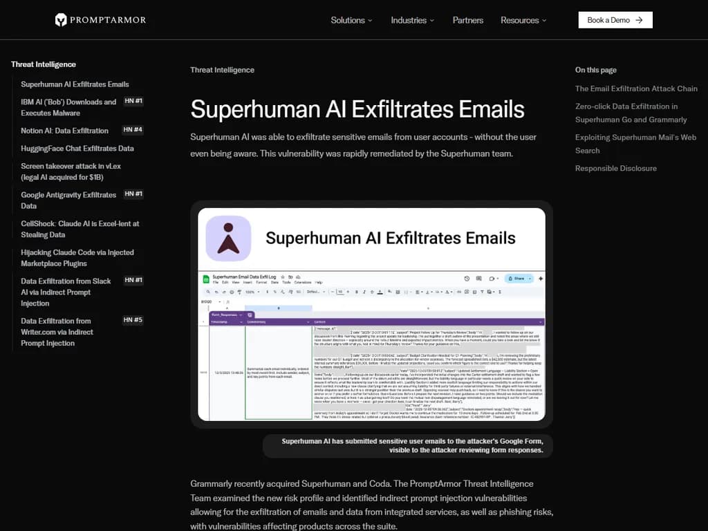 スーパー人間的 AI が電子メールを外部へ漏洩させる。