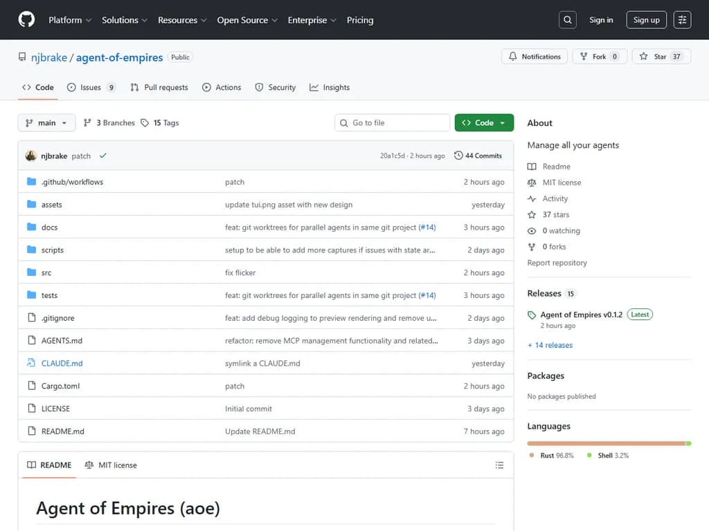 Show HN：Agent‑of‑empires：OpenCode と Claude Code のセッションマネージャー