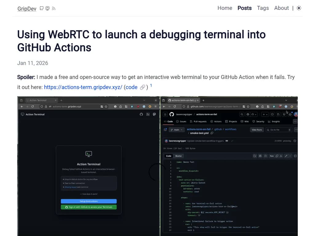 GitHub Actions でデバッグターミナルを起動する。