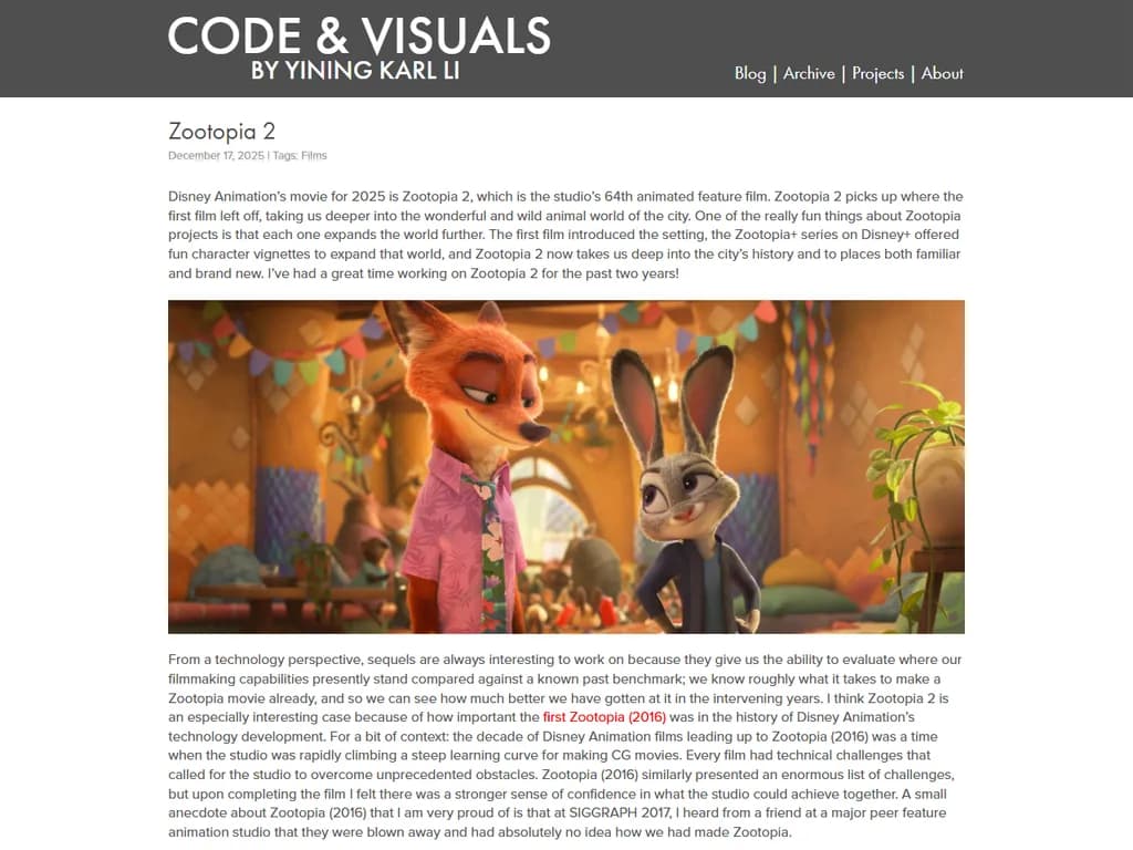 **『ズートピア2』作業中の個人の感想／メモ**