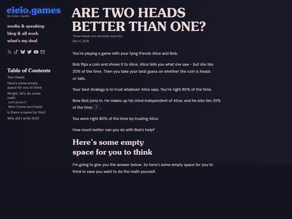 「二つの頭（＝複数の視点）が一つより優れているのでしょうか？」