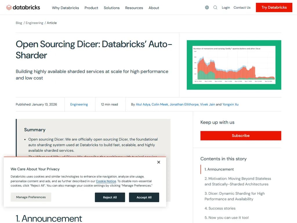 **Dicer のオープンソース化：Databricks の自動シャーダー**