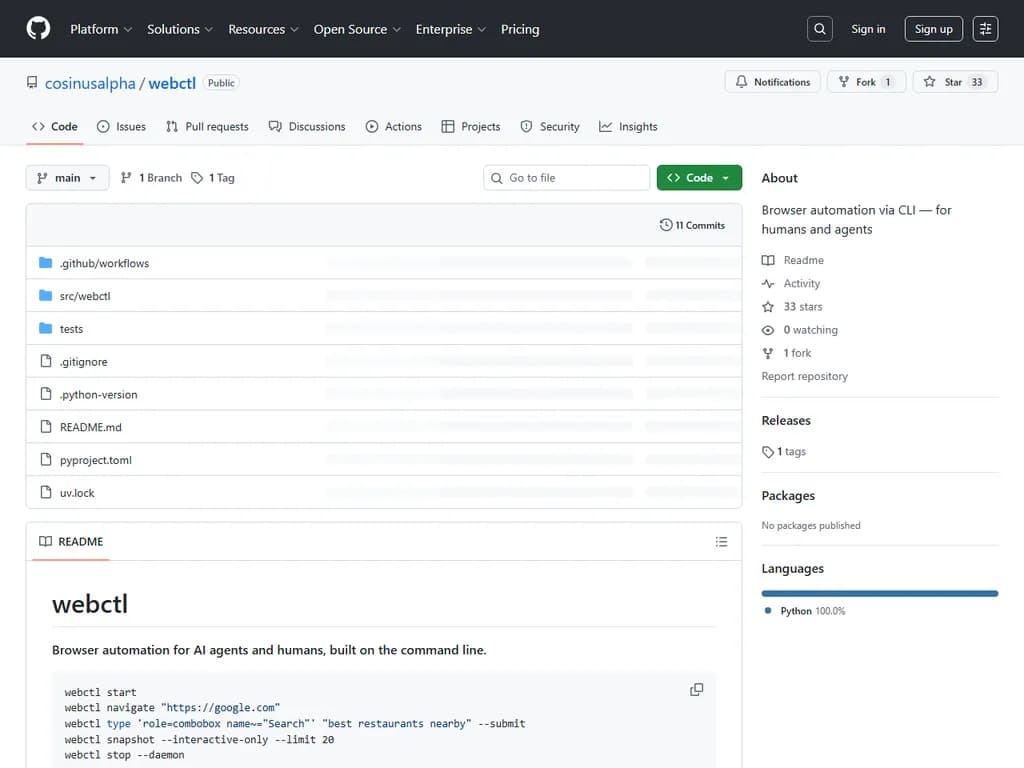 **Show HN：Webctl — コマンドラインベースで動作し、MCPではなくCLIを利用したエージェント向けブラウザ自動化ツール**