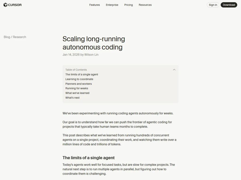 **タイトル：**  
長時間稼働する自律型コーディングのスケーリング