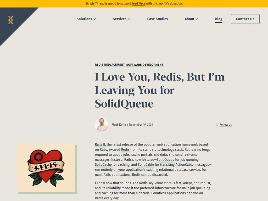 Redis から SolidQueue への移行を予定しています。