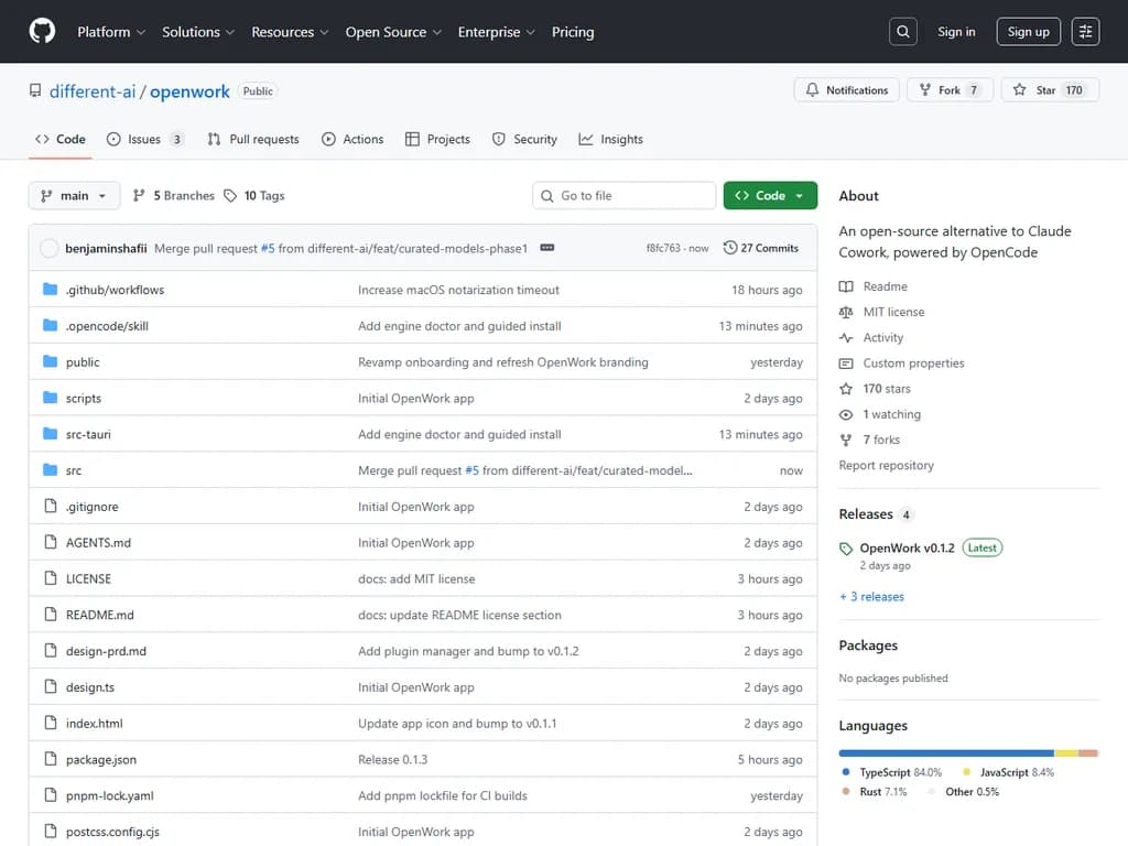 **Show HN:**  
OpenWork – Claude Coworkのオープンソース代替案