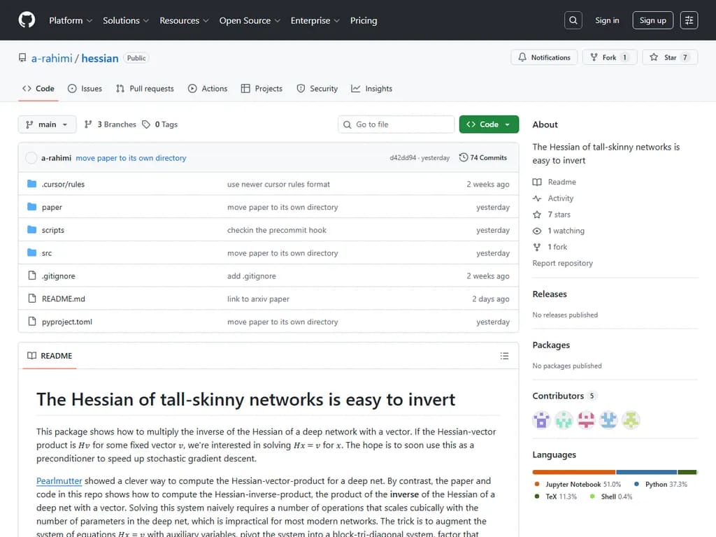 **Show HN:** *縦長・薄型ネットワークのヘッシアンは簡単に逆行できる*