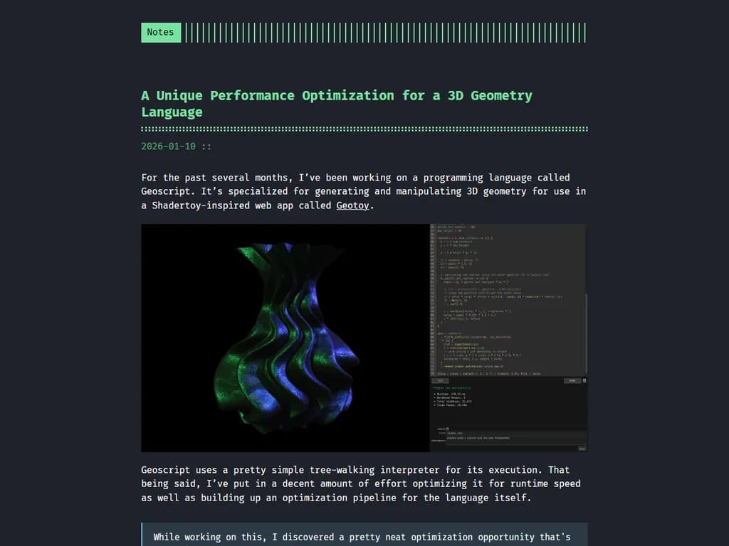 **3次元幾何言語におけるユニークな性能最適化**