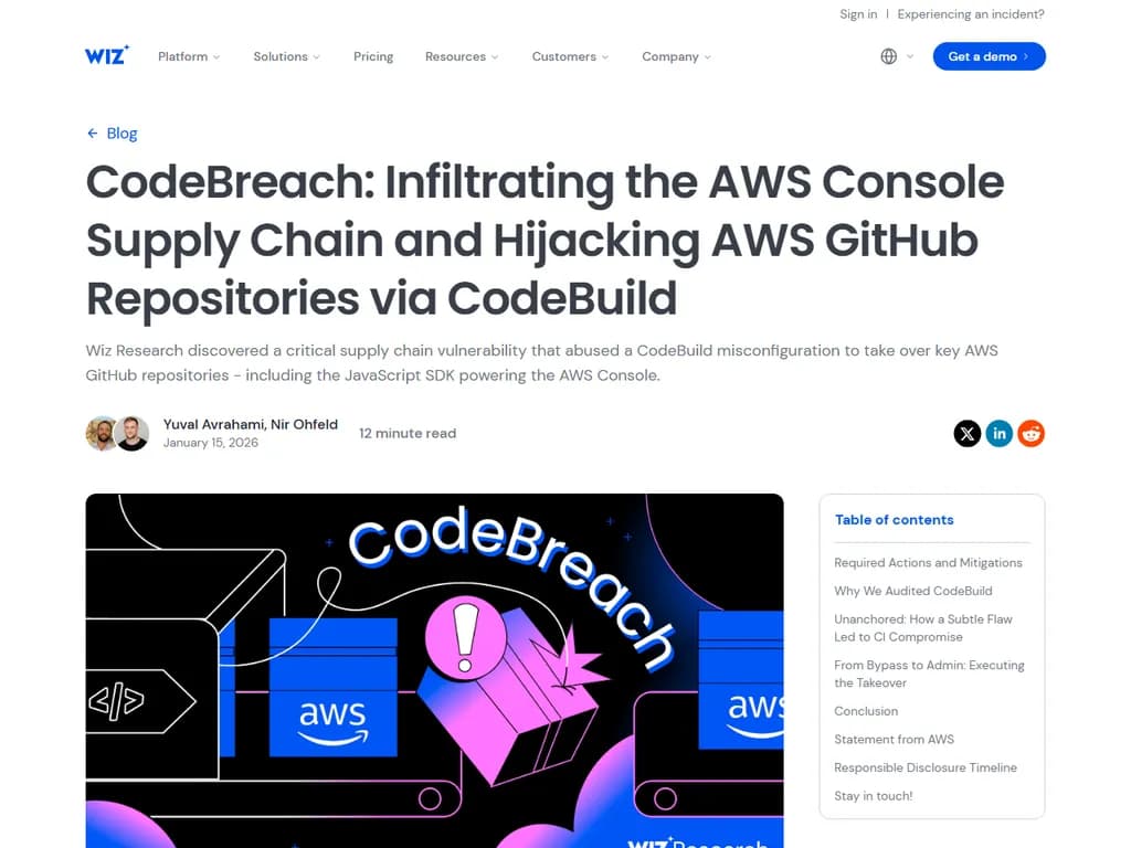 **サプライチェーン脆弱性：AWS の主要GitHubリポジトリが侵害され、AWS コンソールへの脅威となる**