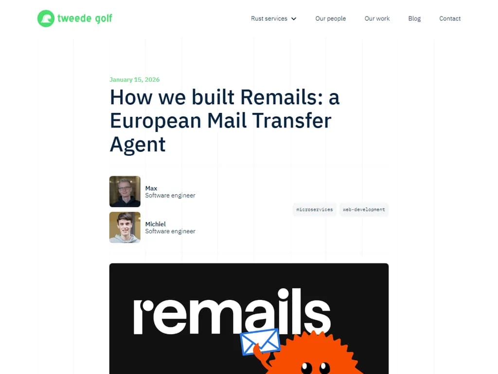 **リメールズ：欧州向けのメール転送エージェント**

*リメールズは、オープンソースのメール転送エージェント（MTA）であり、欧州市場を対象に設計されています。最新の電子メールプロトコルに対応し、プライバシー・セキュリティ、そしてEUのデータ保護規制への準拠を重視しています。*