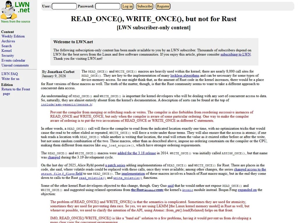 Read_once() と Write_once() は存在しますが、Rust には該当機能はありません。
