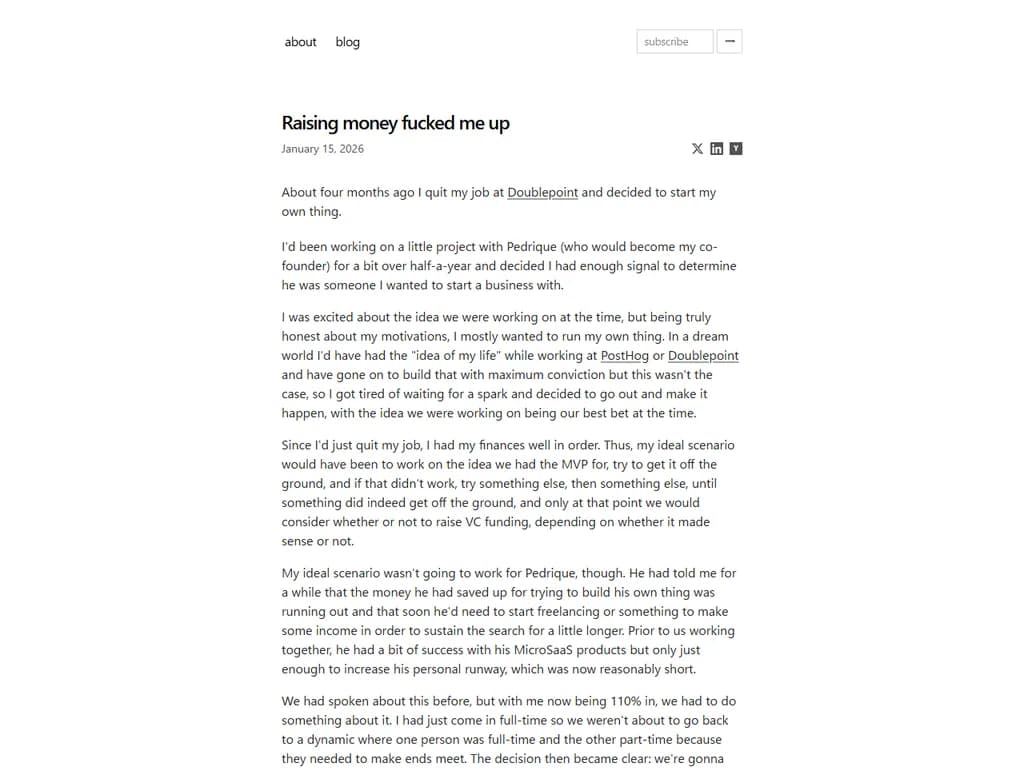 資金調達で、私は大きな苦しみを味わいました。