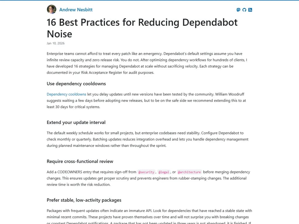 **Dependabot のノイズを削減する**