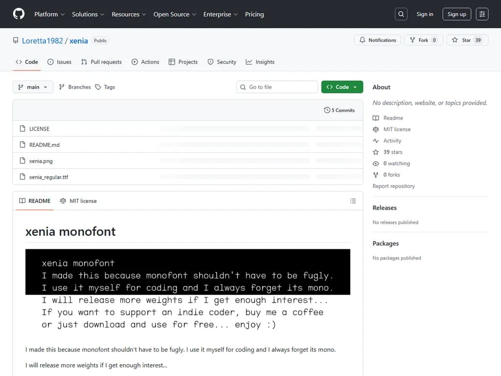 Show HN：Xenia――カスタムPythonエンジンで構築した等幅フォント