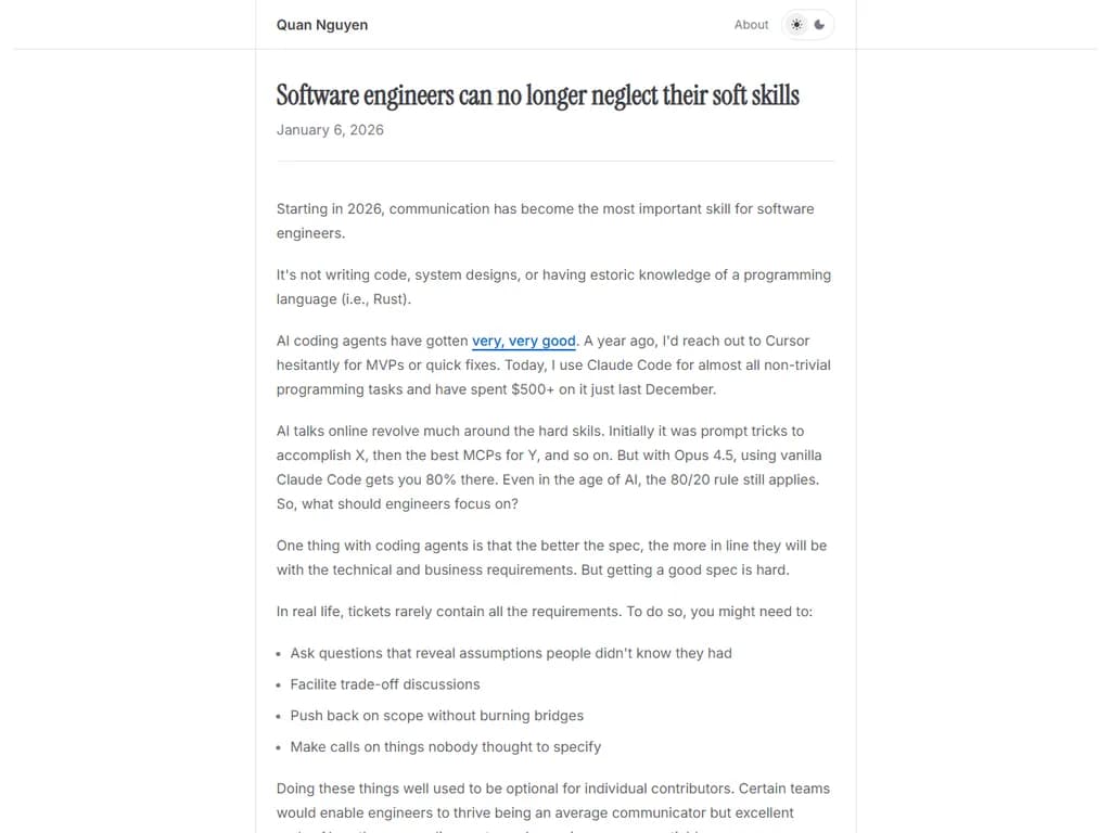 **タイトル：**  
ソフトウェアエンジニアはもうソフトスキルを軽視できません。