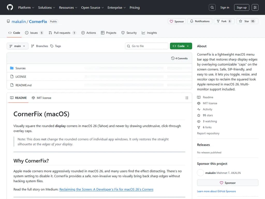 **macOS 26（Tahoe）で過度に丸みが強調された角を修正**