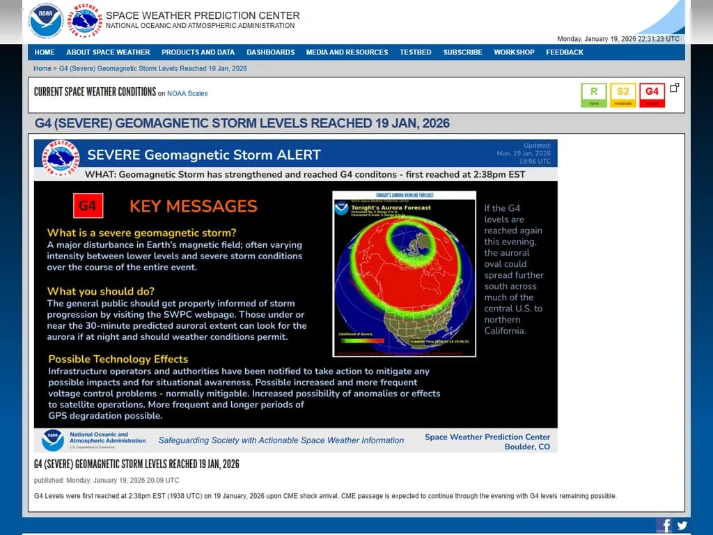 レベル S4 の太陽放射イベント