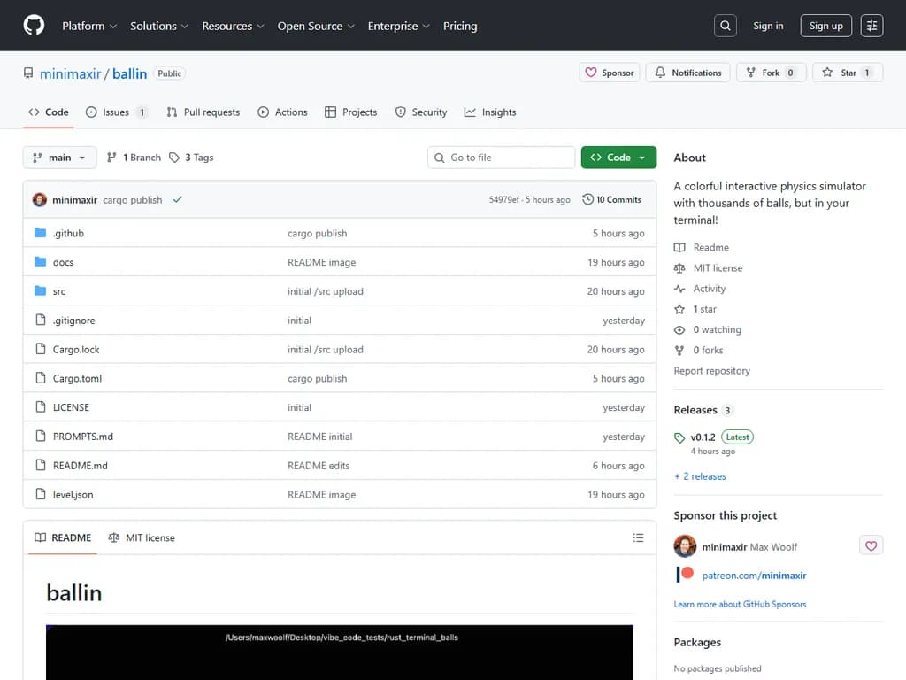 **HNに掲載：ターミナル上で数千個のボールを使ったインタラクティブな物理シミュレータ**