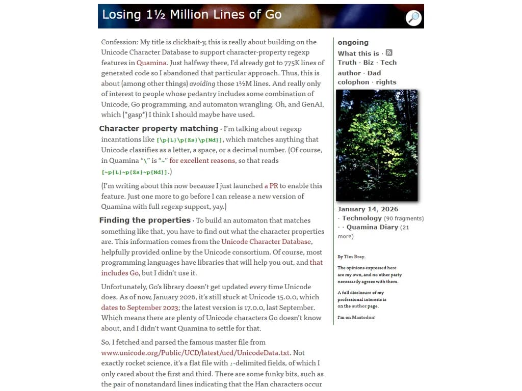 **Go言語が1万5000行を削減**

---

### 概要

Goプログラミング言語は、最近の更新で約 **150万行（LOC）** のコードを削除し、コードベースの大幅な縮小を実現しました。これはコミュニティが言語をシンプルに保ち、保守性を向上させるために継続的に取り組んでいる結果です。

### 主なポイント

- **削減規模**  
  - コアパッケージとツール全体で約1,500,000行が削除されました。  

- **動機**  
  - 現在の使用状況に合わなくなった重複コードやレガシーコードを排除する。  
  - 保守性を簡素化し、コンパイル時間を短縮し、可読性を向上させる。  

- **開発者への影響**  
  - 廃止予定の機能に対してわずかなAPI変更が加えられました。  
  - よりシンプルになったコードベースを反映したドキュメントが更新されました。  

- **今後の展望**  
  - ミニマリズムとパフォーマンスへの継続的な注力。  
  - 言語をさらに洗練させるため、コミュニティからの貢献を奨励しています。  

### 結論

Goプロジェクトが半百万行に及ぶ削減を意図的に実施したことは、世界中の開発者に対して明瞭性・効率性・長期的持続可能性へのコミットメントを示すものです。