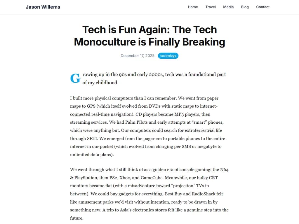 テクノロジーの単一文化が、ようやく破綻し始めています。