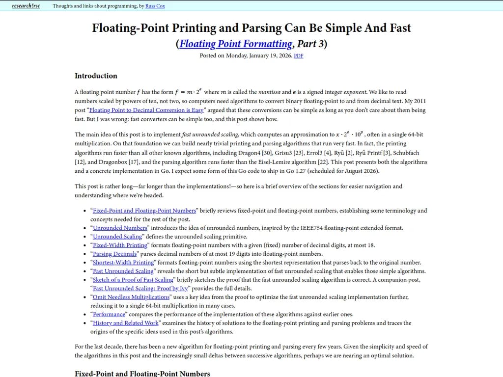 **浮動小数点の出力と解析はシンプルかつ高速に行える**