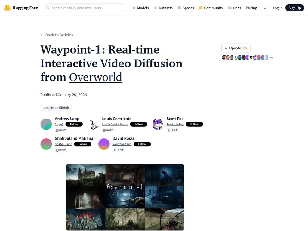 **Waypoint-1:** オーバーウォールからのリアルタイム対話型ビデオ拡散