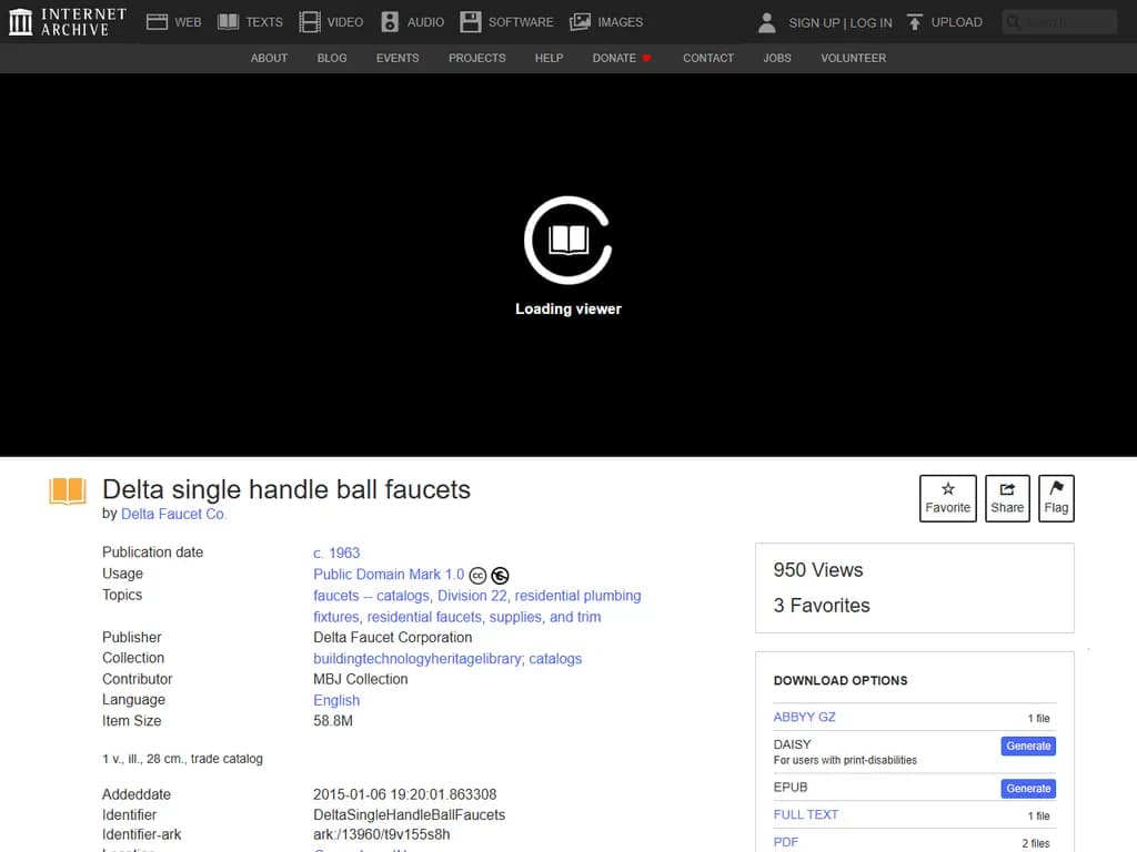 デルタ・シングルハンドルボール栓（1963年）