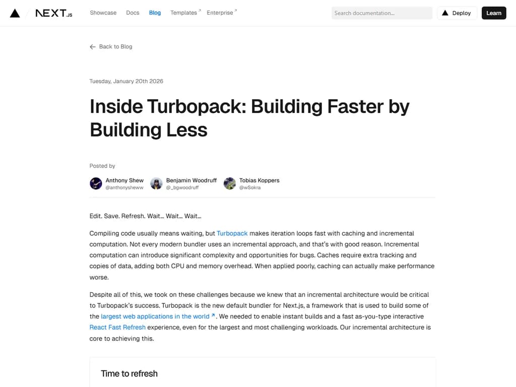 **Turbopack：構築量を削減し、より高速に実現**