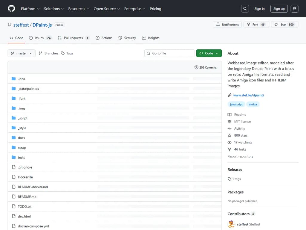 ウェブベースの画像編集ソフト（Deluxe Paint をモデルにしたもの）