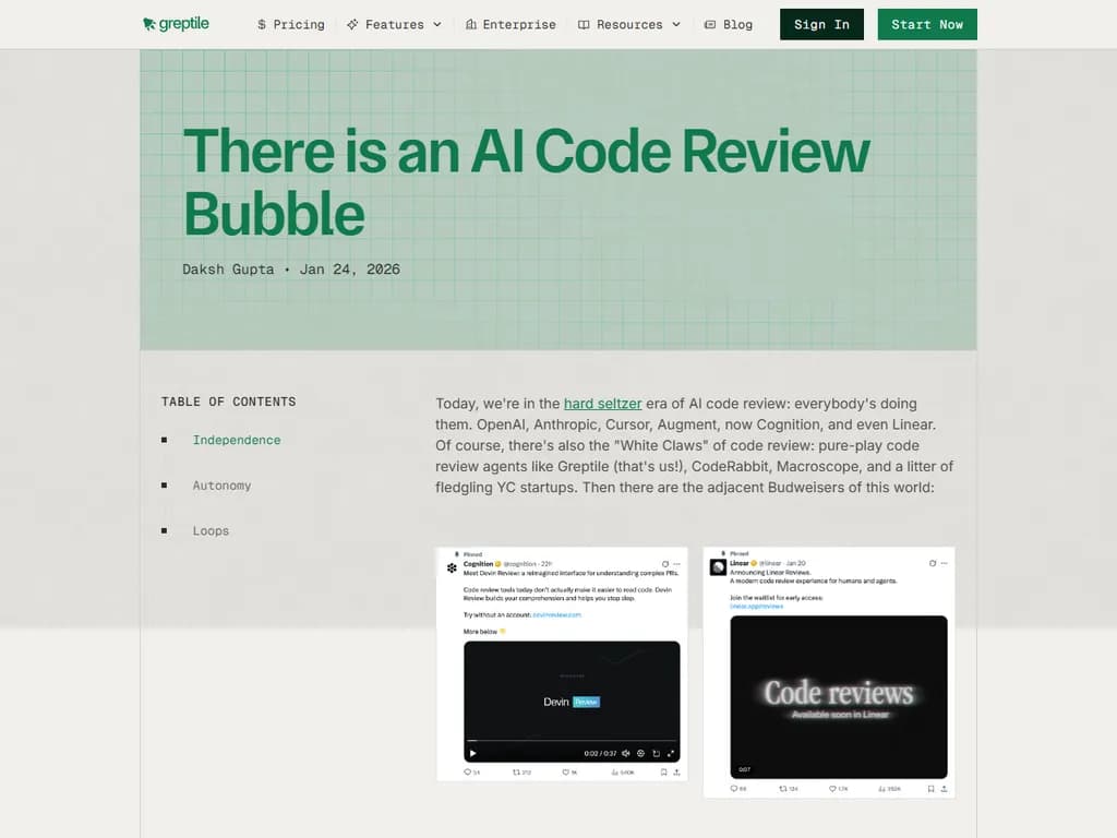 AI コードレビューのバブルが存在しています。