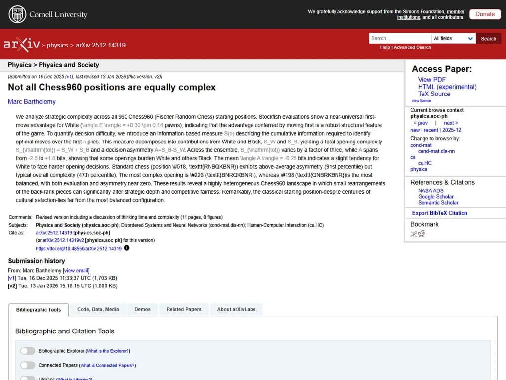 チェス960 におけるすべての局面が、同じくらい複雑であるとは限りません。