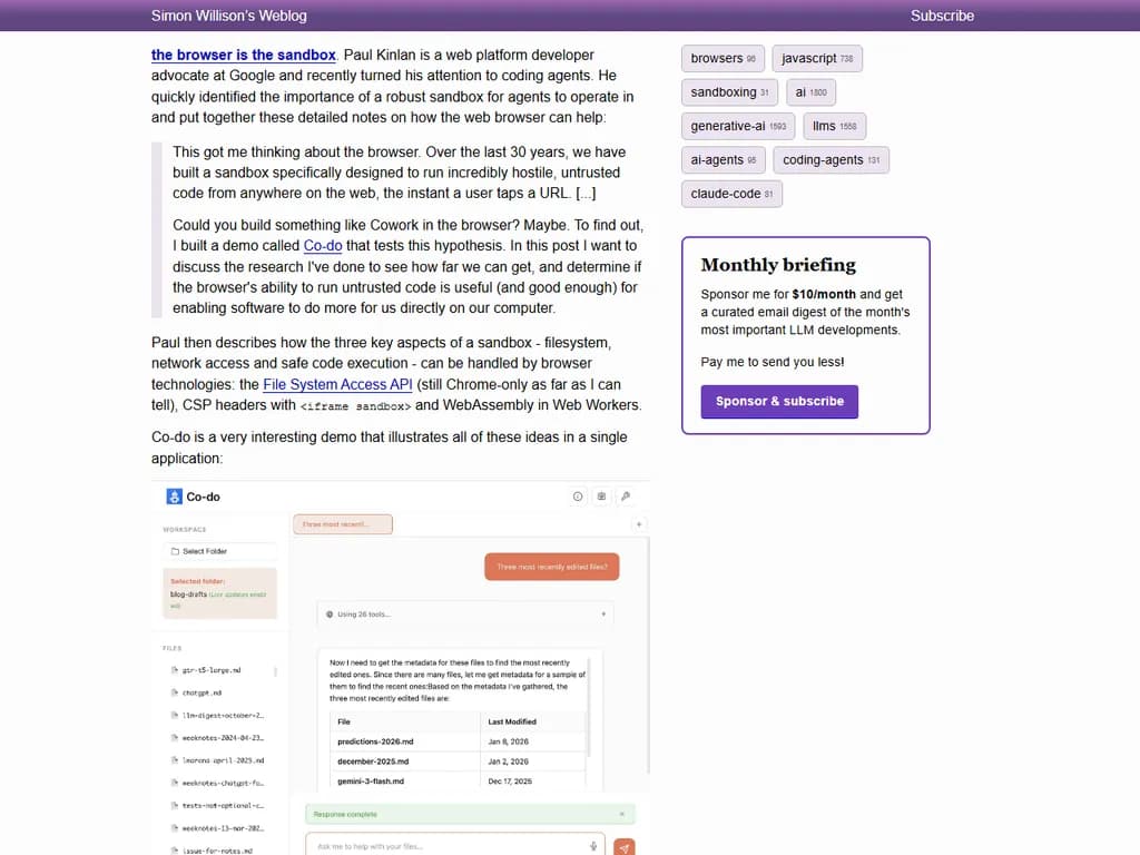ブラウザがサンドボックスです。