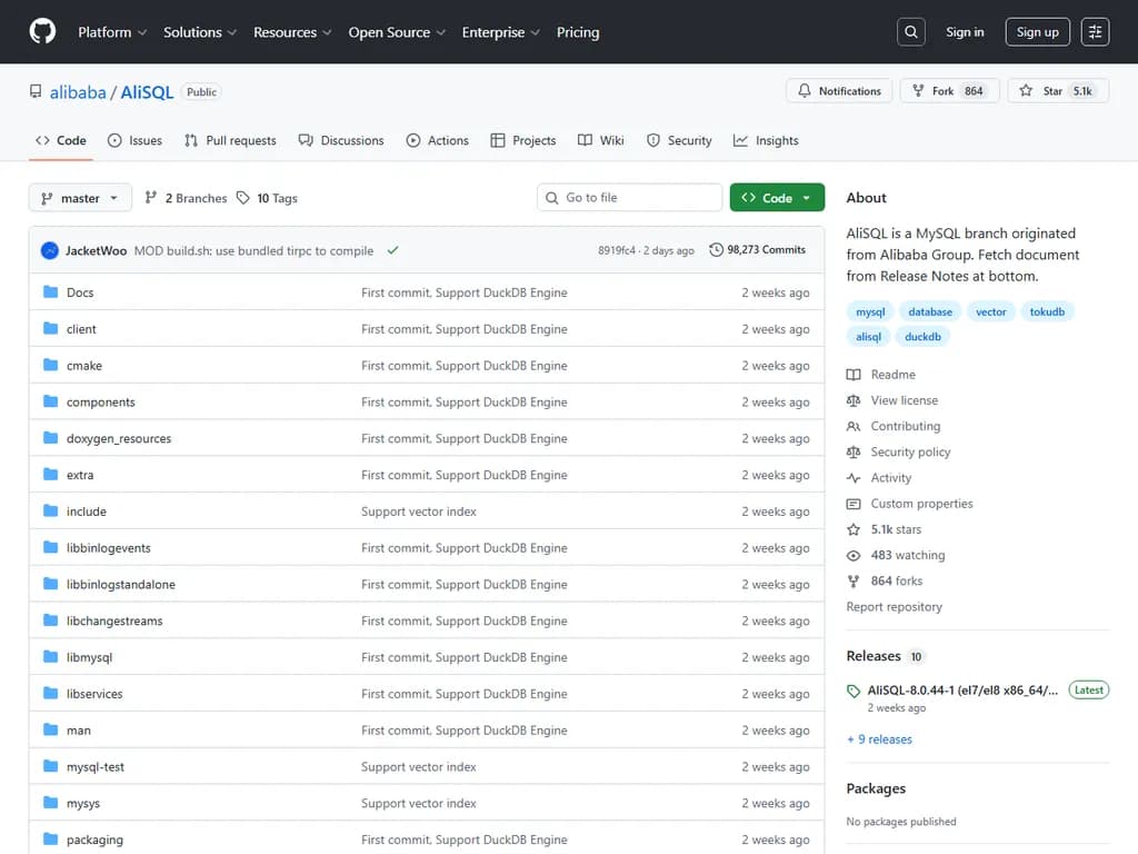 **AliSQL：ベクトルエンジンとDuckDB エンジンを備えた阿里巴巴のオープンソース MySQL**