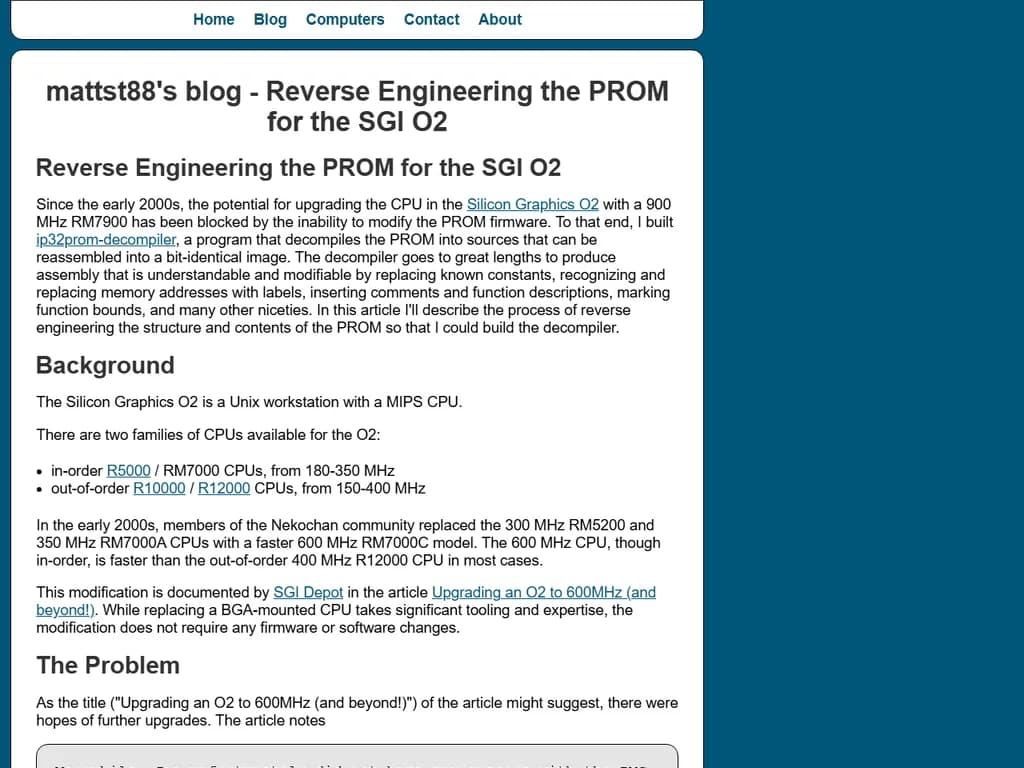 SGI O2 のプロンプトを逆解析する

（原文: “Reverse Engineering the Prompt for the SGI O2”）