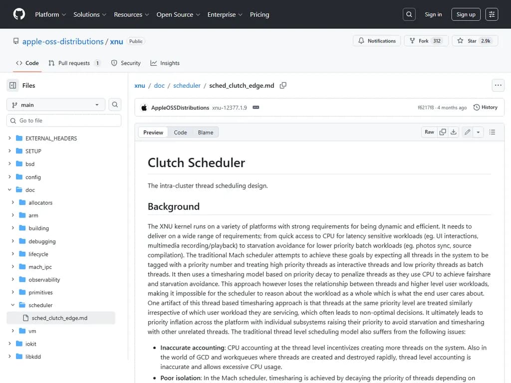 **Apple XNU：クルッチスケジューラ**