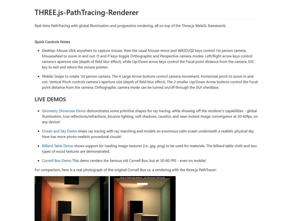 リアルタイムパストレーシングとグローバルイルミネーションを組み合わせたWebGL実装