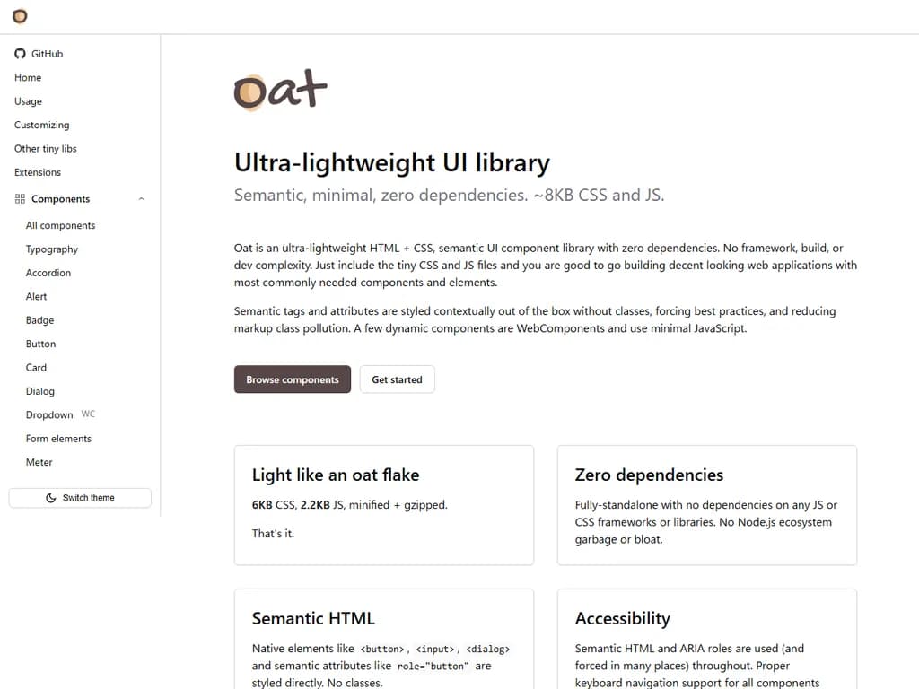オート ― 超軽量・ゼロ依存性、セマンティックHTML・CSS・JSのUIライブラリ