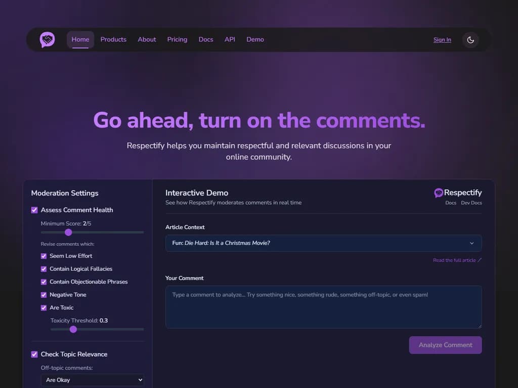 Show HN：Respectify – 議論を上手に学べるコメントモデレーターの紹介
