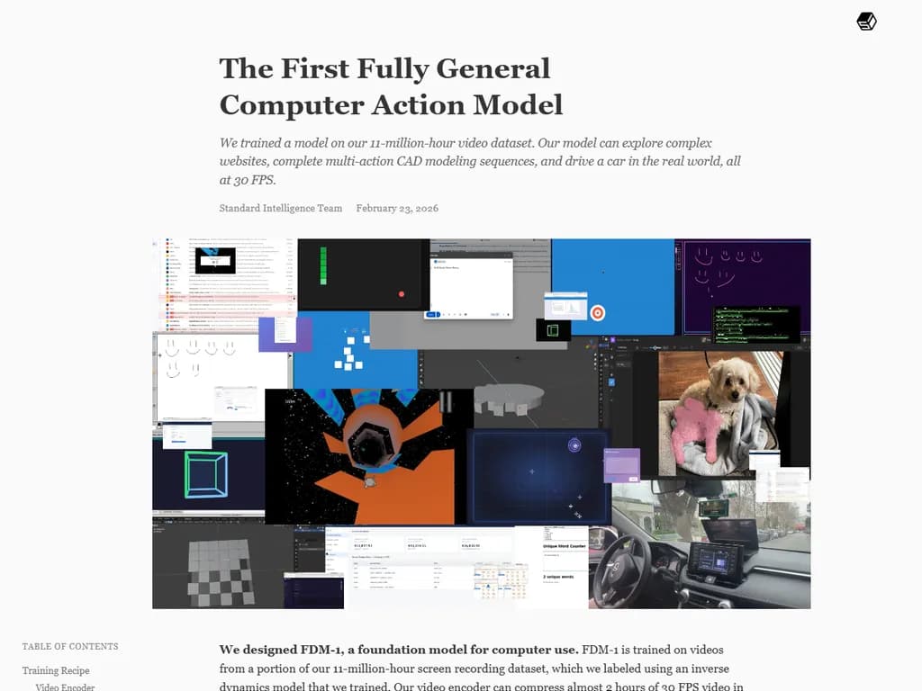 「完全一般化されたコンピュータ行動モデル（First Fully General Computer Action Model）」
