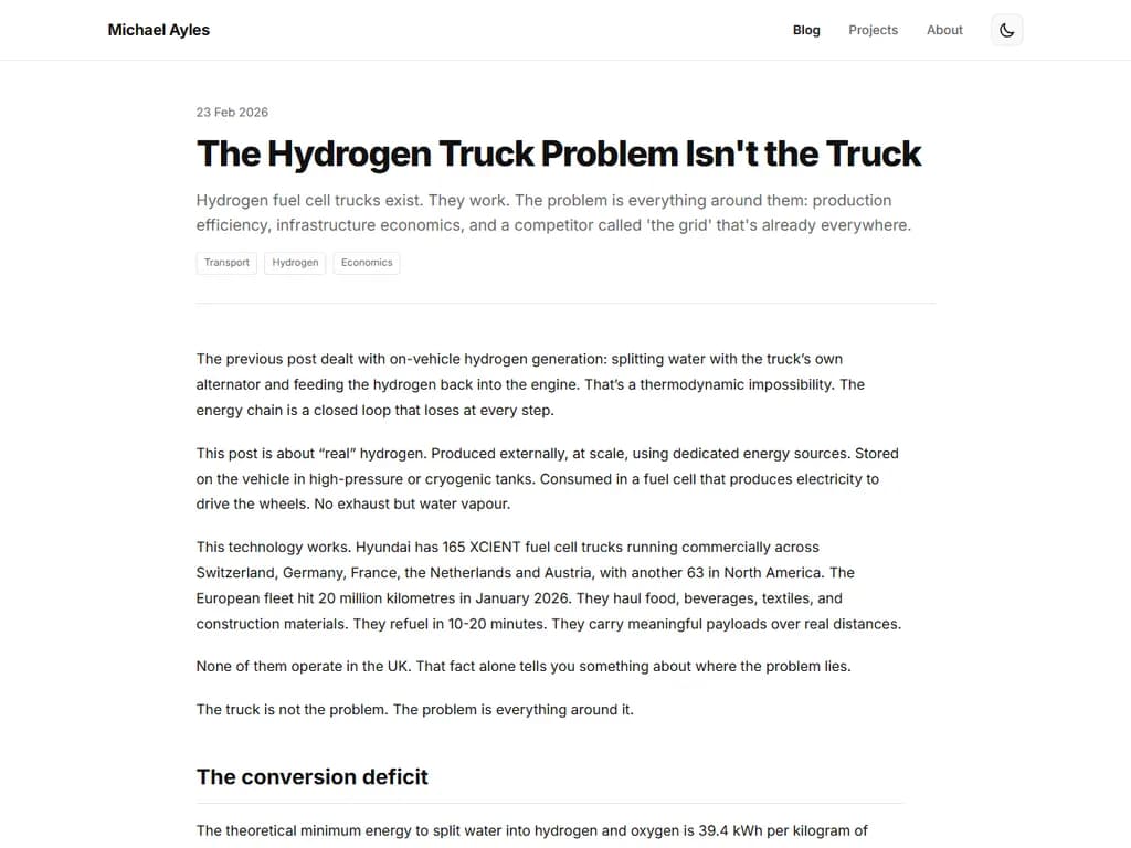 **水素トラック問題は、実際にはトラックそのものではない**