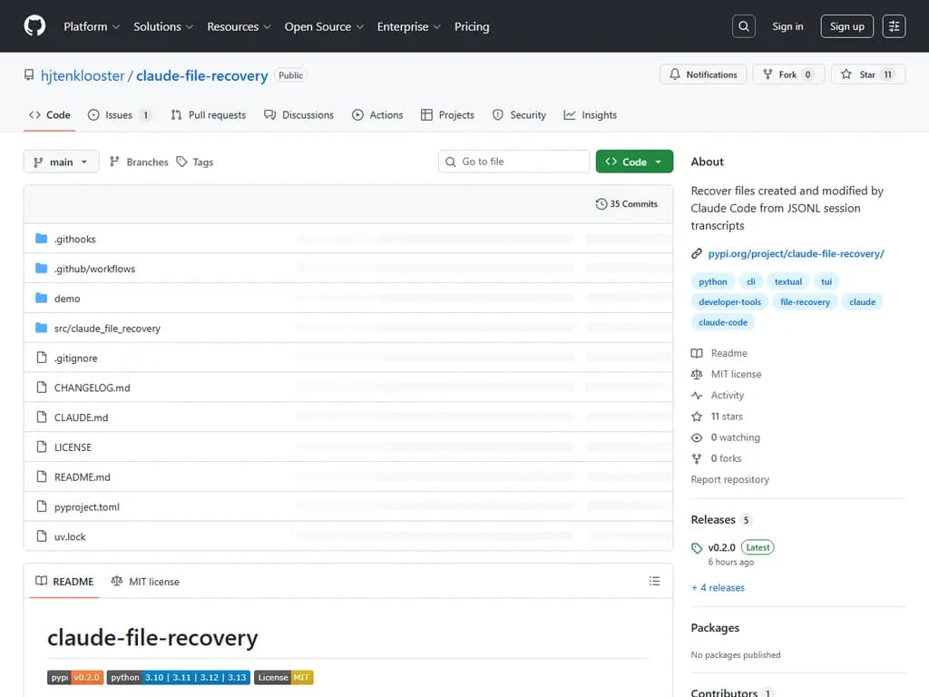 Show HN: Claude‑File‑Recovery – `~/.claude` セッションからファイルを復元する方法