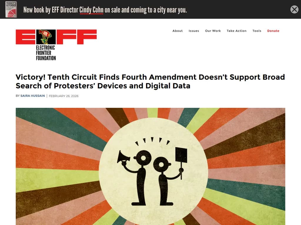 裁判所、第四修正条項は抗議者のデバイスへの広範な捜索を支持しないと判断

--- 

(※「Fourth Amendment」は米国憲法第4条に相当するため、「第四修正条項」と訳しました。)