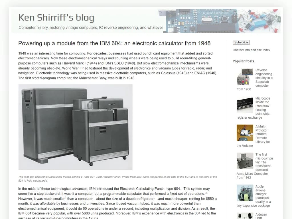 IBM 604という1948年の電卓からモジュールを起動する