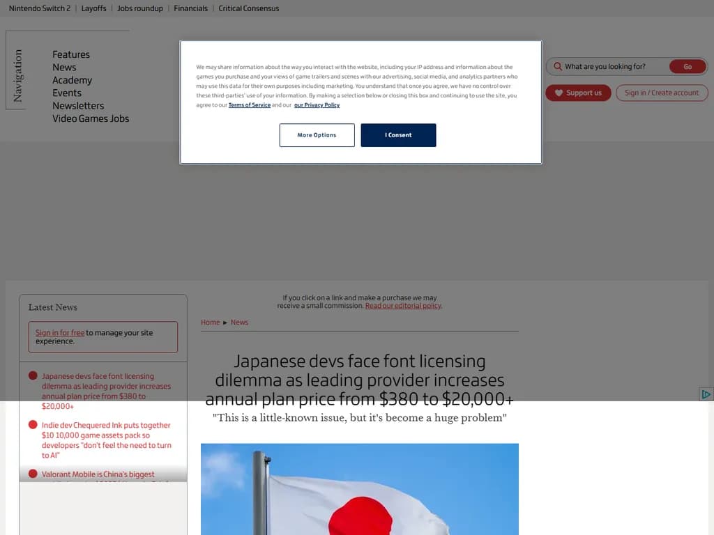 Japanese game devs face font dilemma as license increases from $380 to $20k