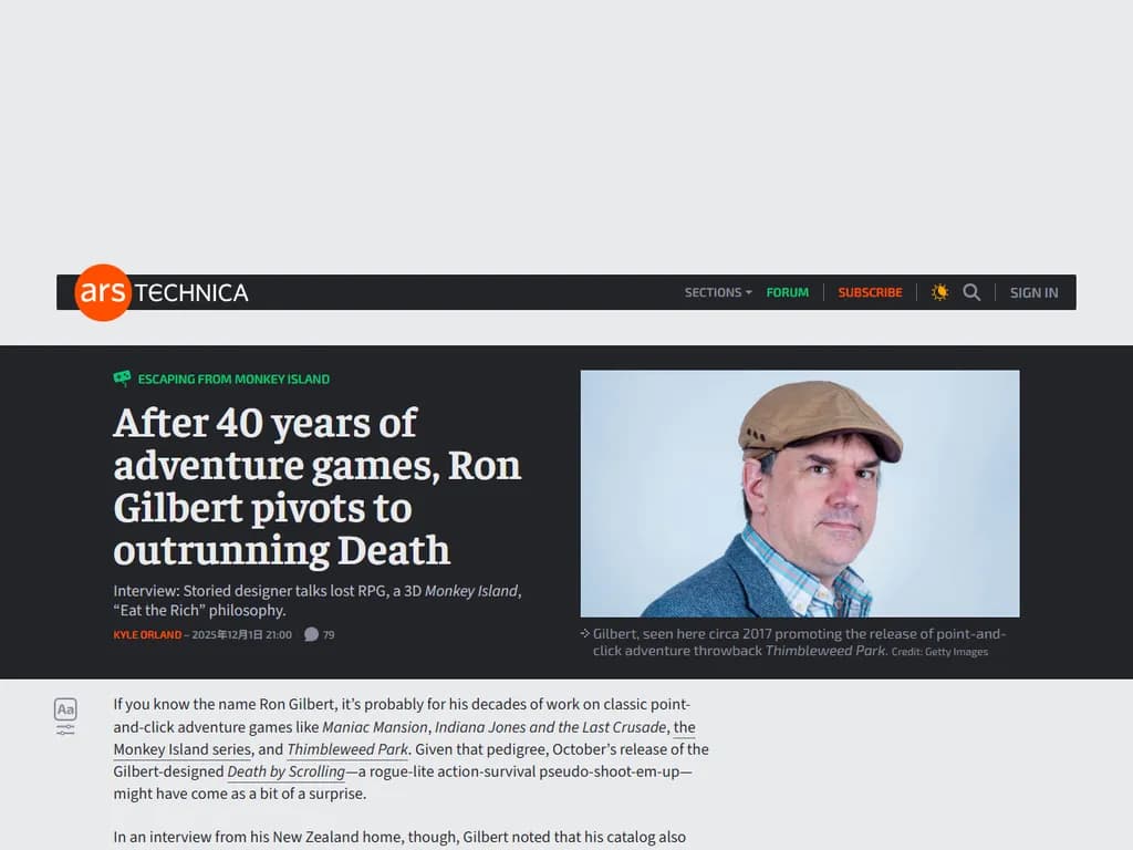 After 40 years of adventure games, Ron Gilbert pivots to outrunning Death