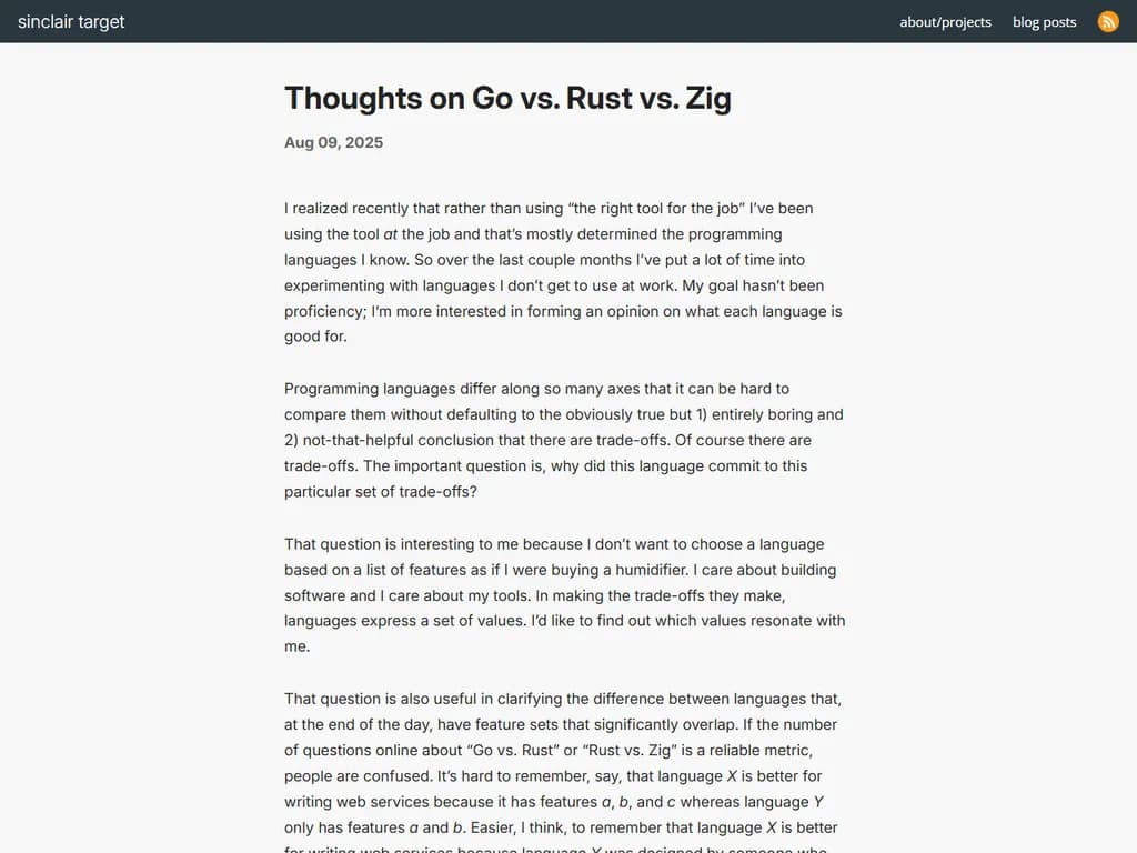 Thoughts on Go vs. Rust vs. Zig